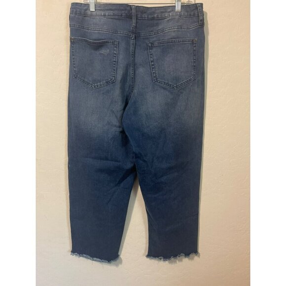 Jennifer Lopez Sz 14 Straight Crop Frayed Hem Button Fly Boho - Picture 5 of 8